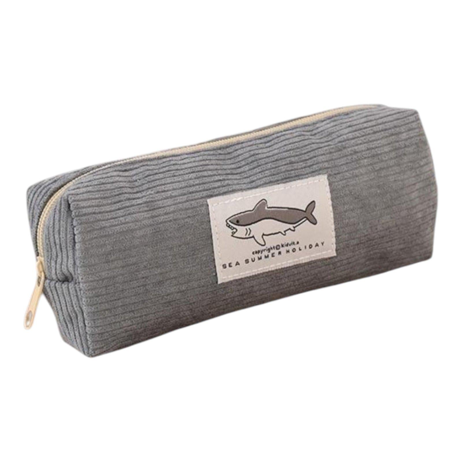 Пенал школьный Акула вельветовый 20х8х8 см Серый (33272466)