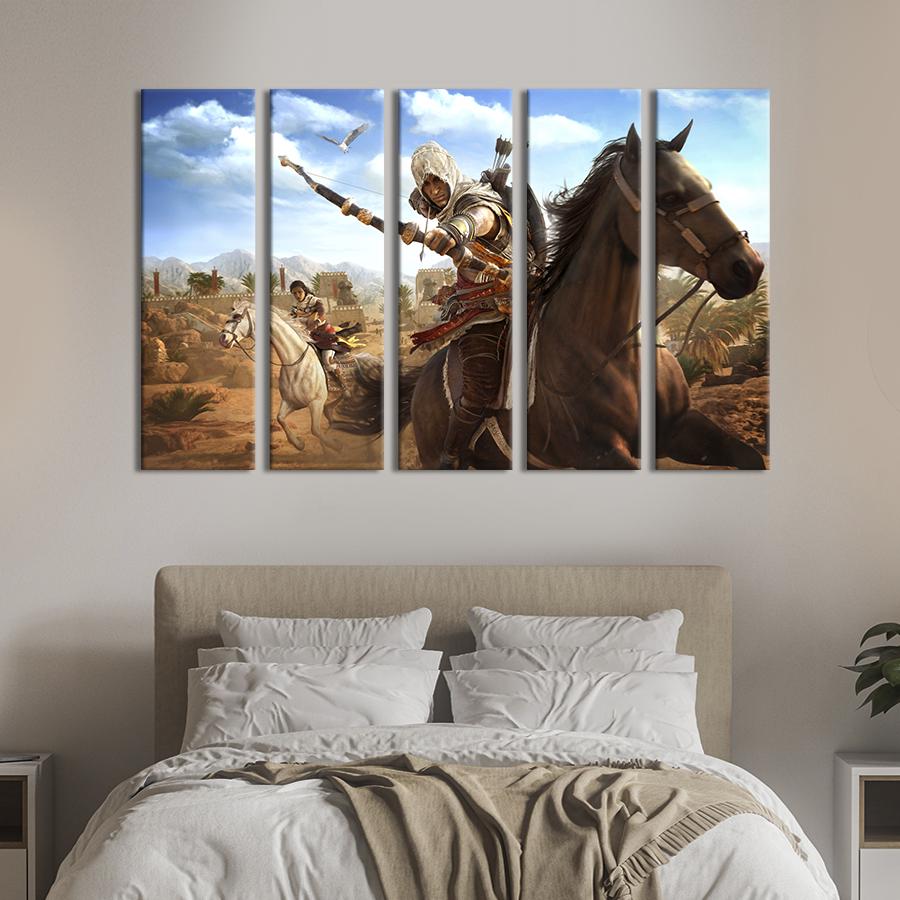 Картина на холсте Персонажи игры Assassin’s Creed Истоки 87x50 см (1457-51)