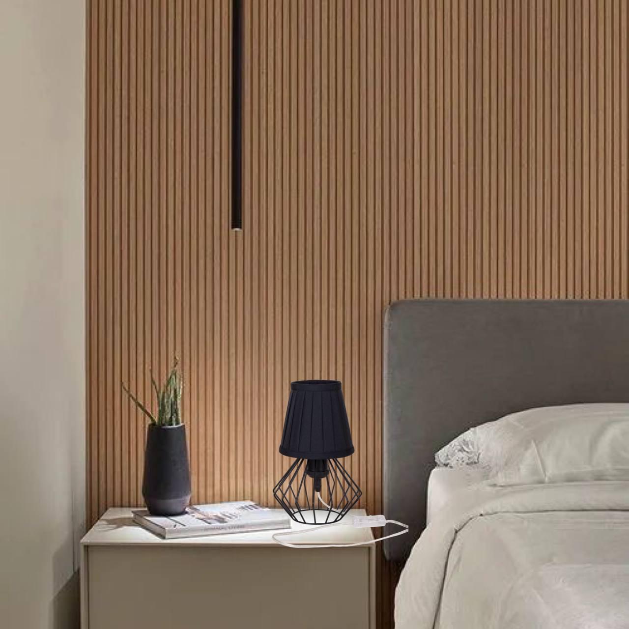 Лампа/нічник настільна з абажуром Чорний (56-T108F02 BK+BK) - фото 2 Лампа/нічник настільна з абажуром Чорний (56-T108F02 BK+BK) - фото 2