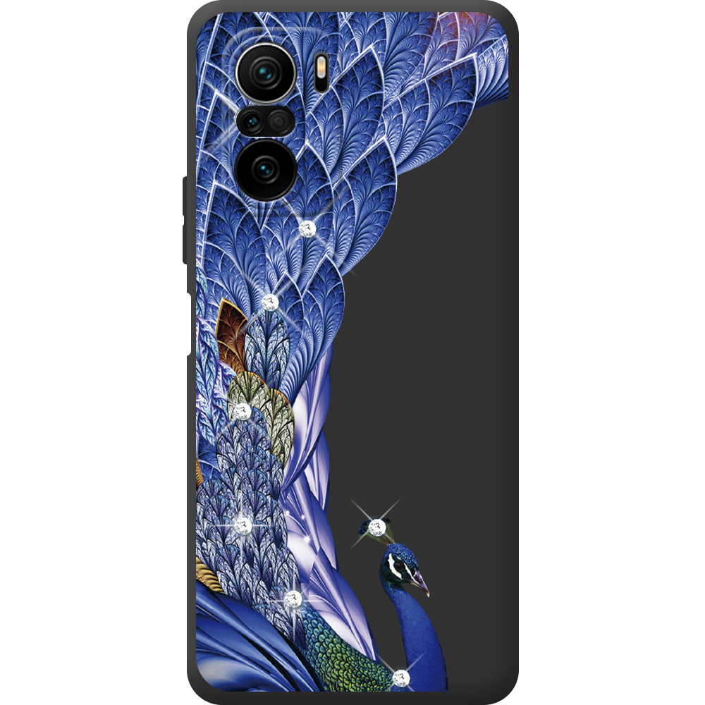 Чохол Boxface Xiaomi Mi 11i Павич зі стразами Чорний силікон (42102-rs7-44200)