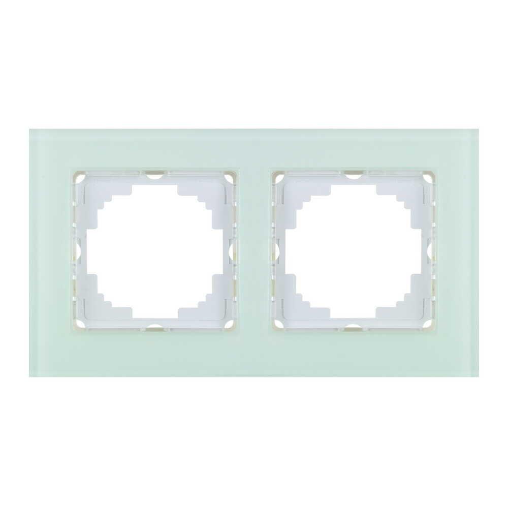 Рамка двухместная Nilson Alegra Белое стекло (25WH0092)