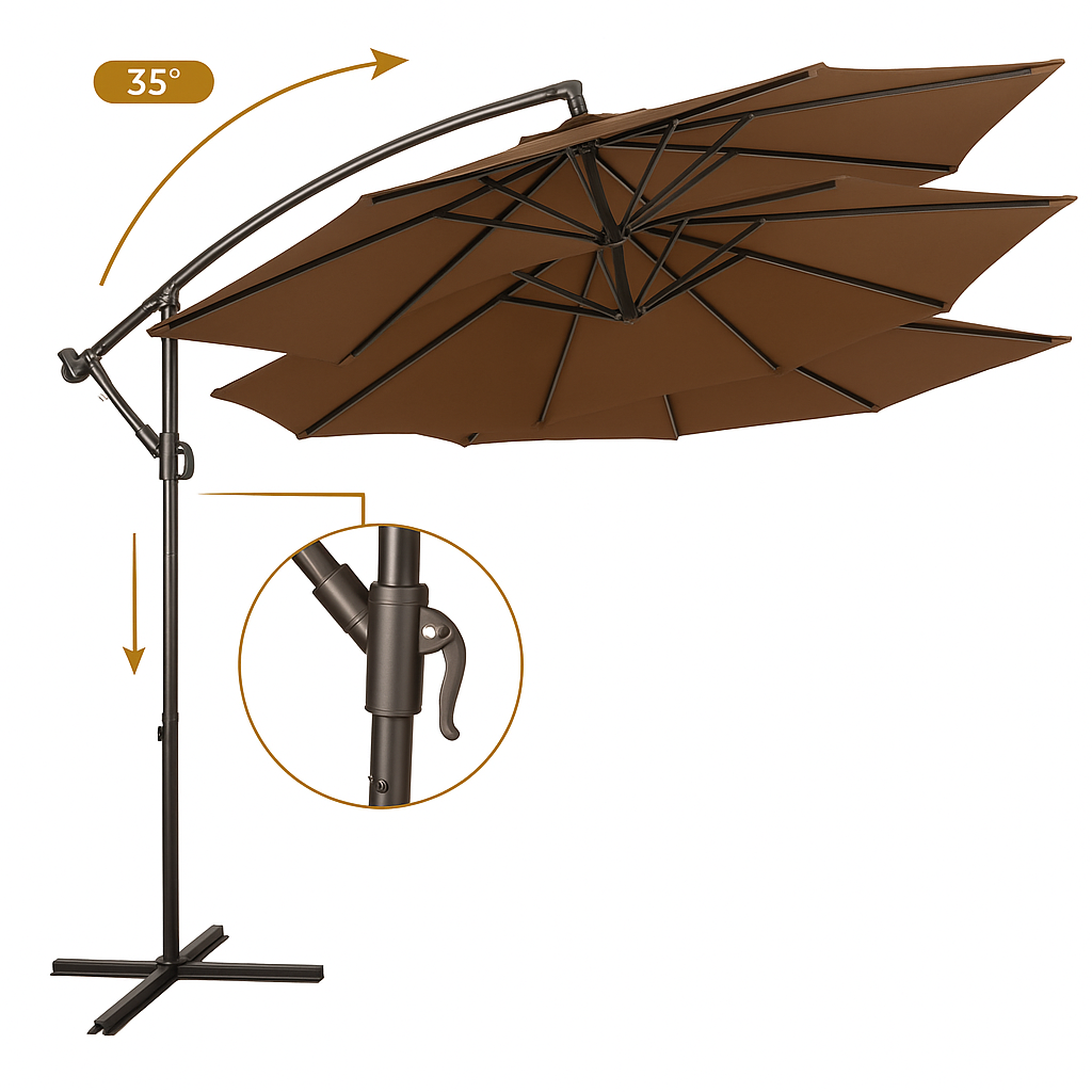 Парасоля садова WCG регульована з нахилом та чохол 3 м Коричневий - фото 4