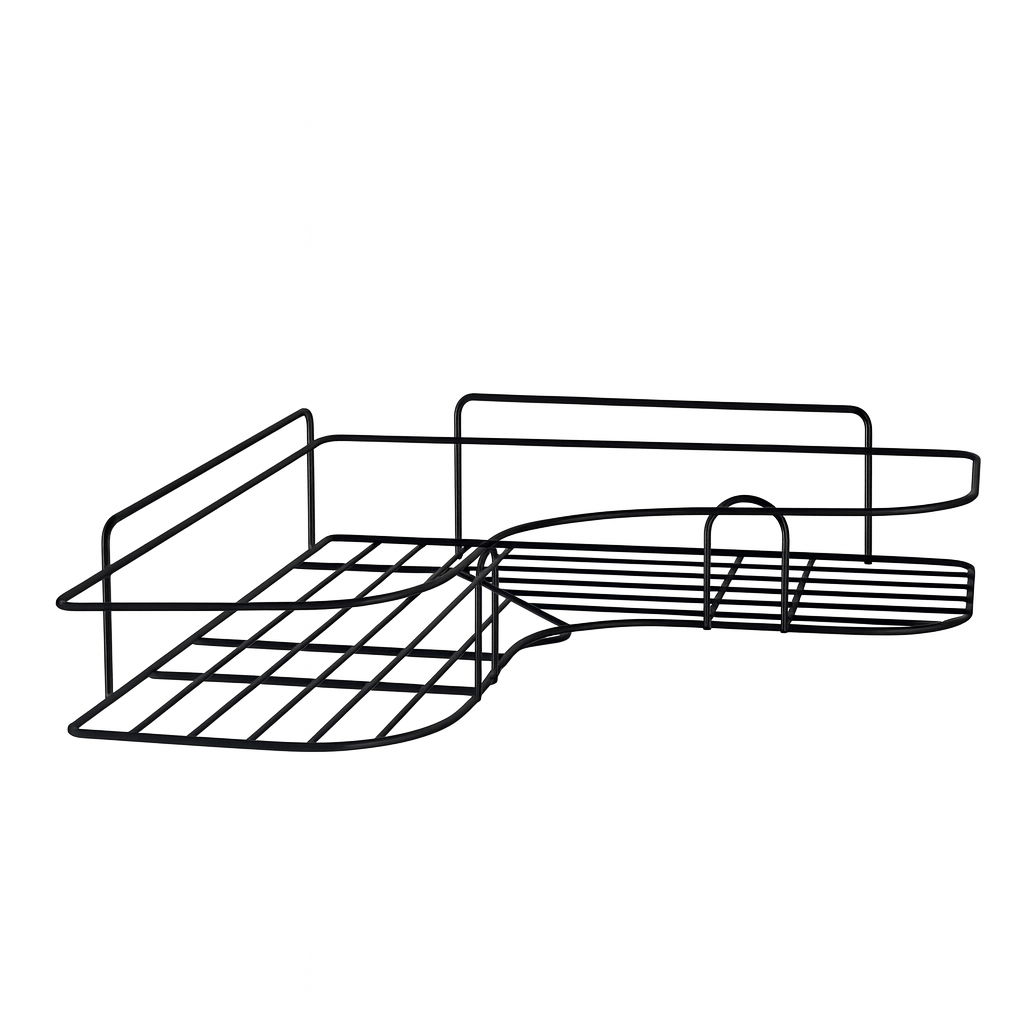 Полка для ванны Stenson R88728 угловая металлическая одноярусная 25 см Черный (591957)