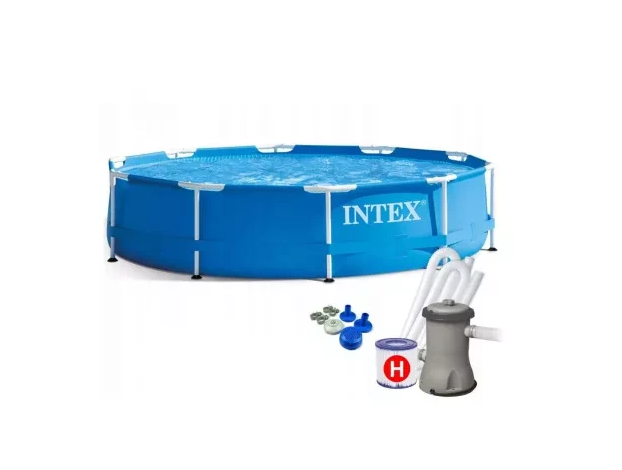 Бассейн каркасный Intex Metal Frame круглый сборный с картриджным фильтр-насосом 1250 л/час для двора 305×76 см 4485 л (36163057)