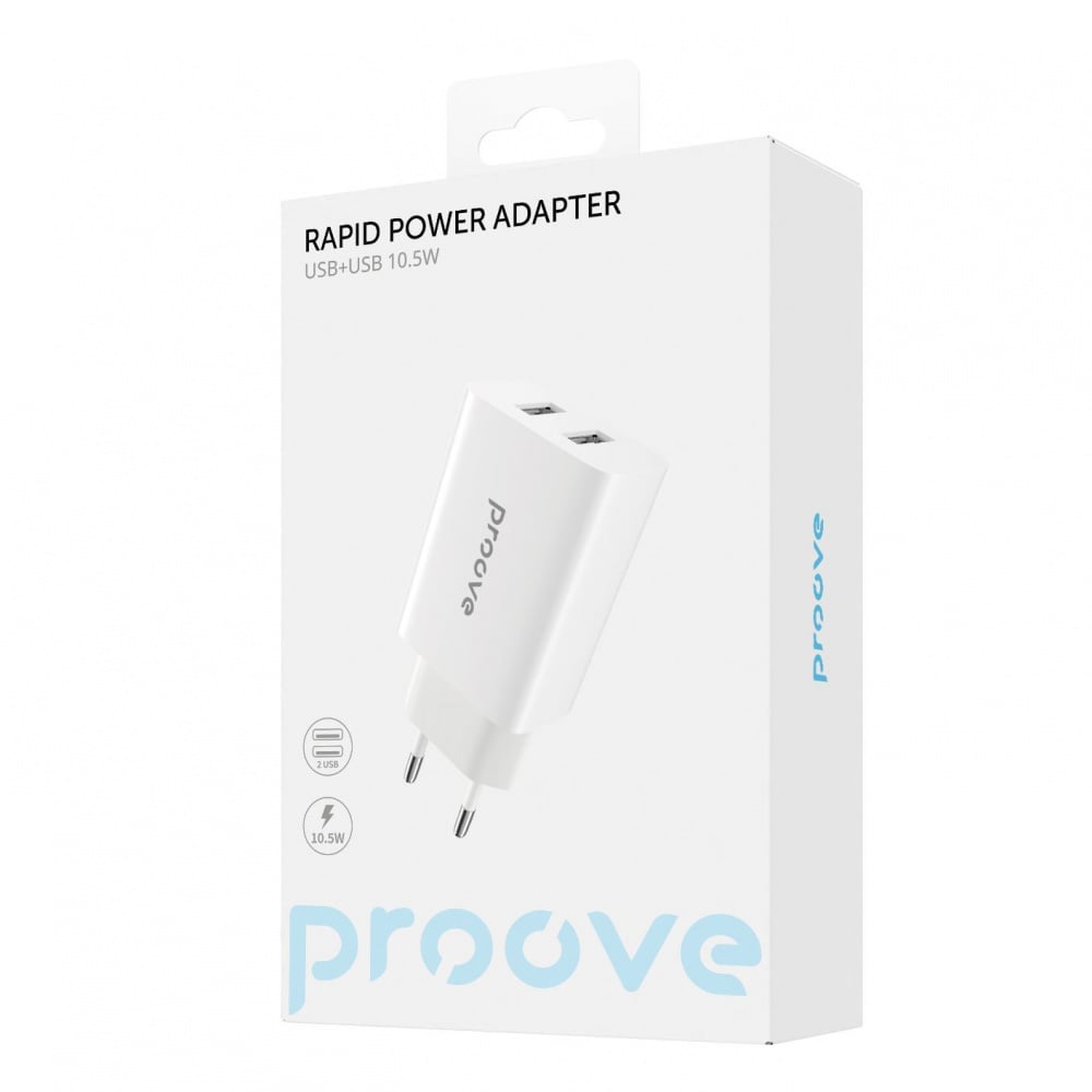 Зарядний пристрій Proove Rapid 10,5 W 2USB White - фото 2