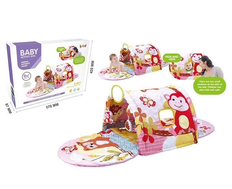 Коврик игровой Baby Activity Gym раскладной туннель/мягкие погремушки Multicolor (149489) - фото 2