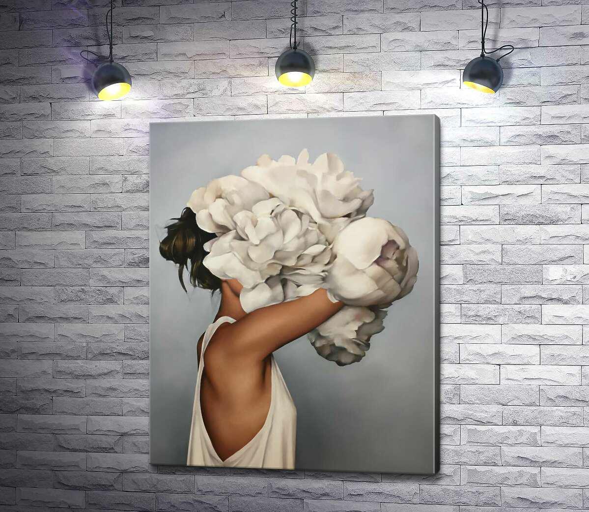 Картина ArtPoster Девушка с букетом пионов - Эми Джадд (Amy Judd) 102x130 см Модуль №1 (001211)