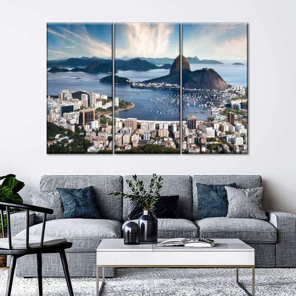 Модульная картина KIL Art Город у бухты из трех частей 78x48 см (M3_M_76)