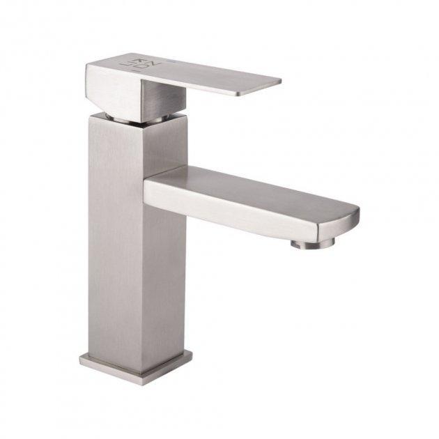 Смеситель Lidz k35 Kubis 001F для раковины низкое излияние Nickel