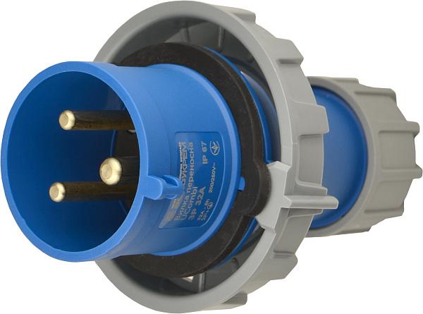 Силовая вилка АСКО-УКРЕМ UCombi 2P+PE 32А 250 В переносная IP67 полиамид Синий (A0080010104)