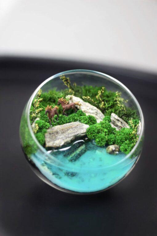 Мосаріум Дика природа з фігурками коней 9х10 см Мосаріум Дика природа з фігурками коней 9х10 см