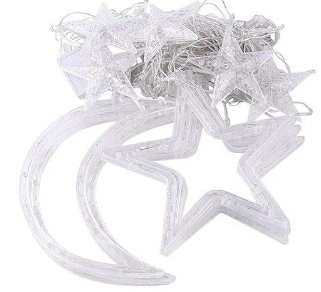 Гирлянда-шторка светодиодная Новогодние звезды с разными режимами свечения 3 м Белый (5649275)