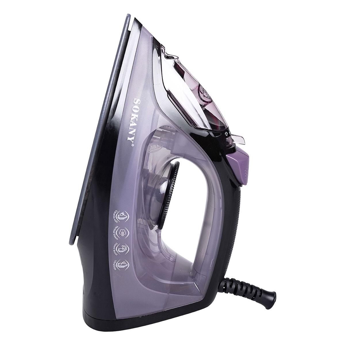 Утюг паровой ручной Sokany с керамическим покрытием бытовой с автоотключением 1800 Вт Фиолетовый (5920) - фото 3