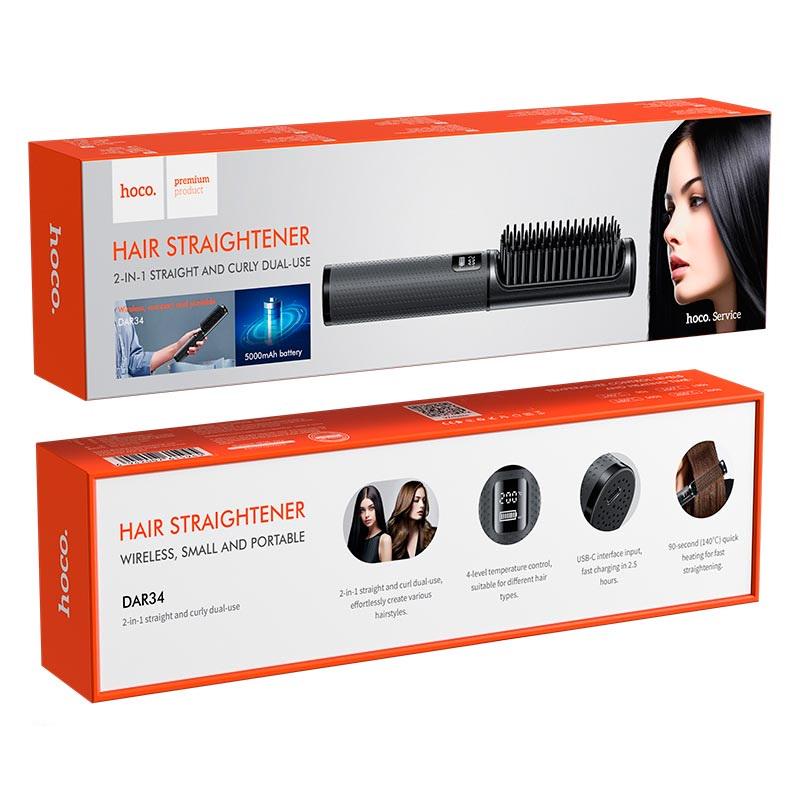 Плойка для укладки волос Hoco Lucky portable straight-curling dual-purpose DAR34 5000 мАч Grey (20359248) - фото 5