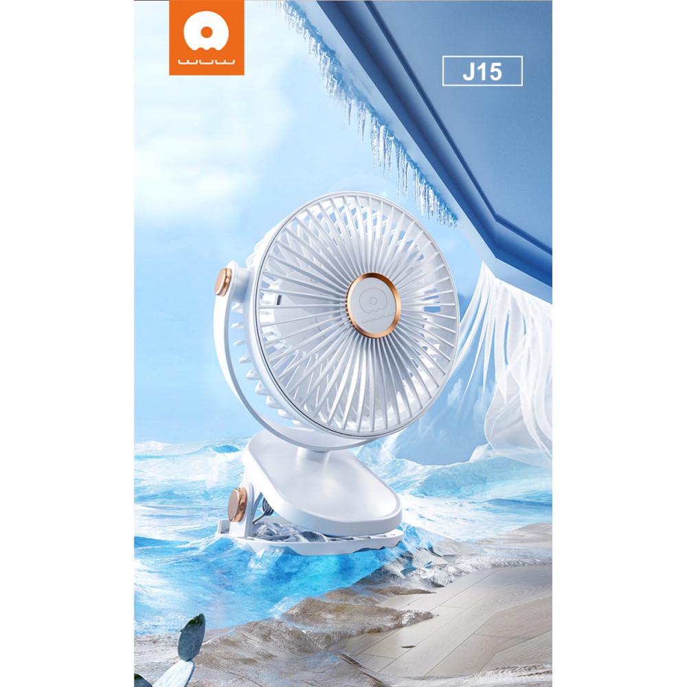 Портативный вентилятор на прищепке Wuw 1500mAh настольный со встроенным аккумулятором White ( J15) - фото 4 Портативный вентилятор на прищепке Wuw 1500mAh настольный со встроенным аккумулятором White ( J15) - фото 4
