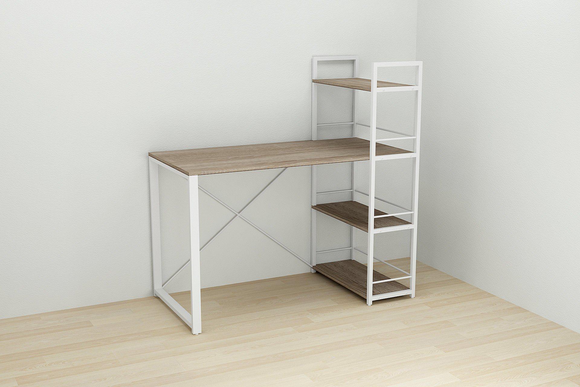 Письмовий стіл Ferrum-decor Konekt з етажеркою метал/ДСП 16 мм Білий/Дуб сонома трюфель (FRD-104228) - фото 3 Письмовий стіл Ferrum-decor Konekt з етажеркою метал/ДСП 16 мм Білий/Дуб сонома трюфель (FRD-104228) - фото 3