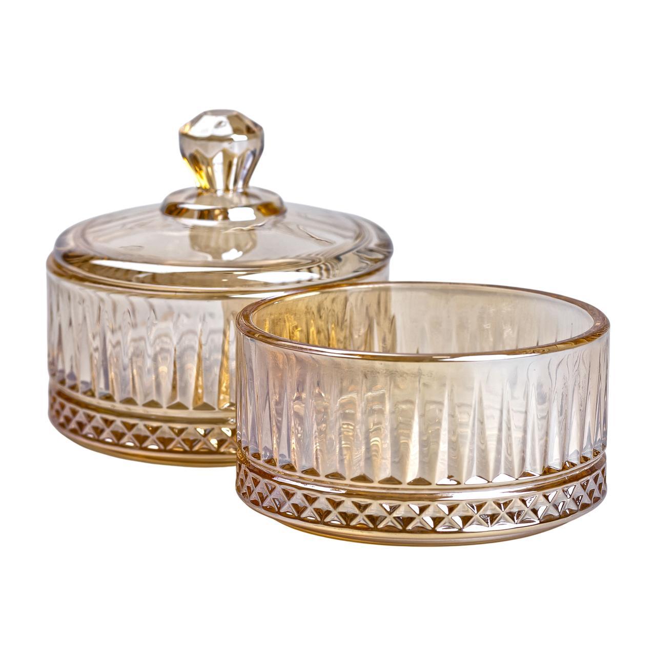 Конфетница стеклянная с крышкой двухъярусная HP-YH-74 Ø 10 см Коричневый (A-033667) - фото 2 Конфетница стеклянная с крышкой двухъярусная HP-YH-74 Ø 10 см Коричневый (A-033667) - фото 2