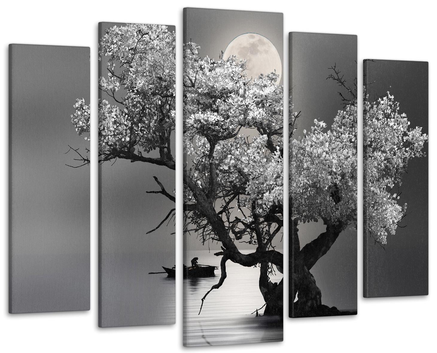 Картина модульная Абстракция Дерево Луна 110х160 см (Art-392_5)