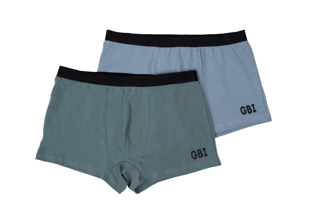 Комплект мужских хлопковых трусов на резинке GBI L 2 шт. Серый/Оливковый (13729)