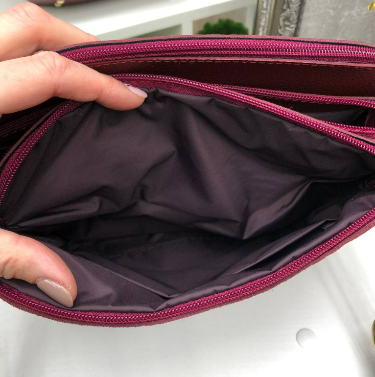 Клатч кросс-боди женский через плечо с широким ремнем Бордовый (2332046614) - фото 6