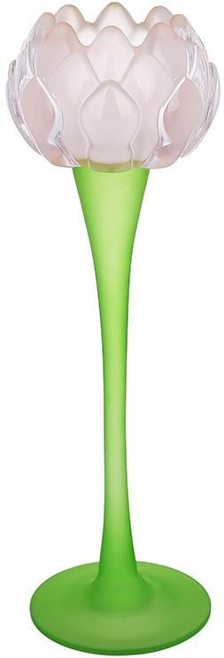 Подсвечник стеклянный Лотос 8х26 см Розовый