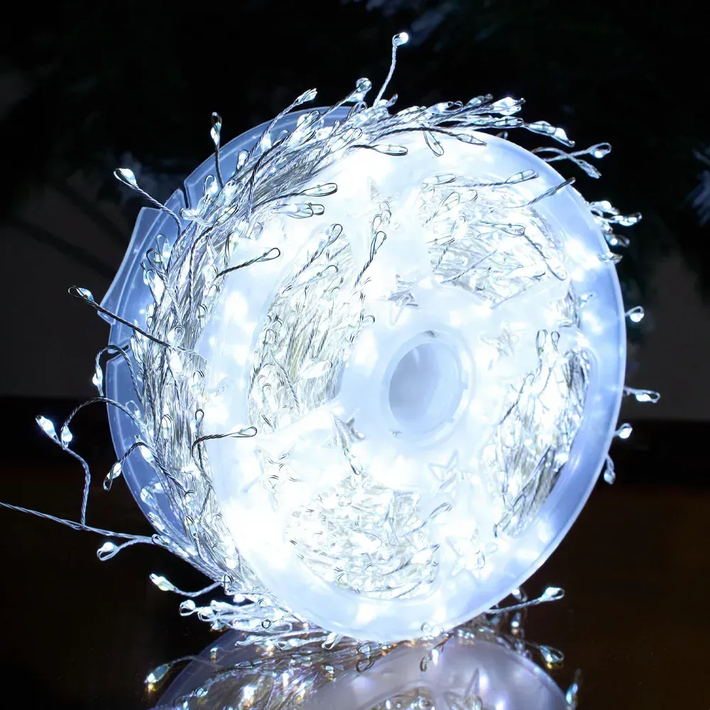 Гирлянда Роса мишура от сети 30 м с пультом 900LED Холодный белый (30874542)