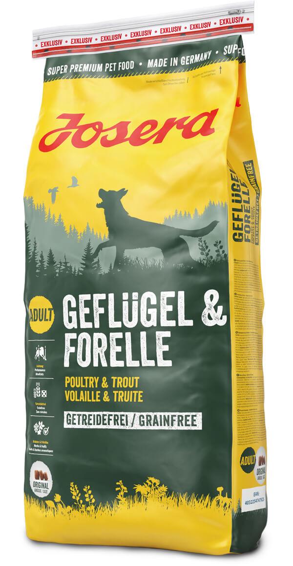 Сухой корм Josera Geflugel & Forelle 15 кг беззерновой для взрослых собак с птицей и форелью