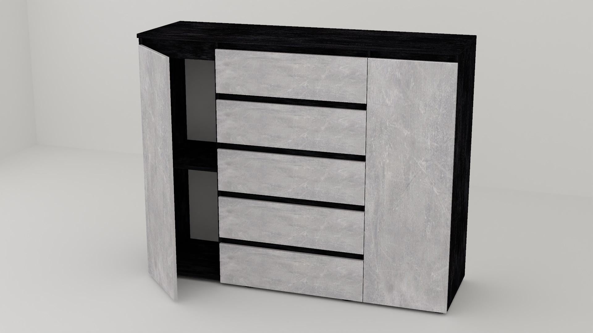 Комод Алекса СН-151/50 140х50х111 см Индастриал/Бетон темный