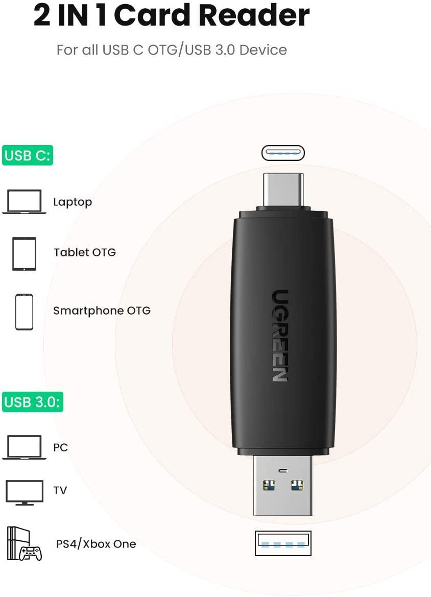 Кардрідер 2в1 Ugreen CM304 680191 USB-A USB-C TF/SD Чорний - фото 5