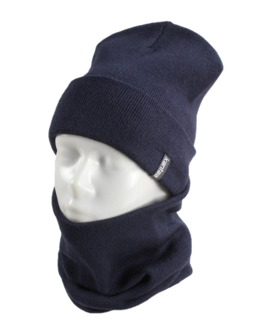 Вязаная шапка Кahta Fashion Hat с Buff снуд унисекс р. 57-58 Синий (OC-064)