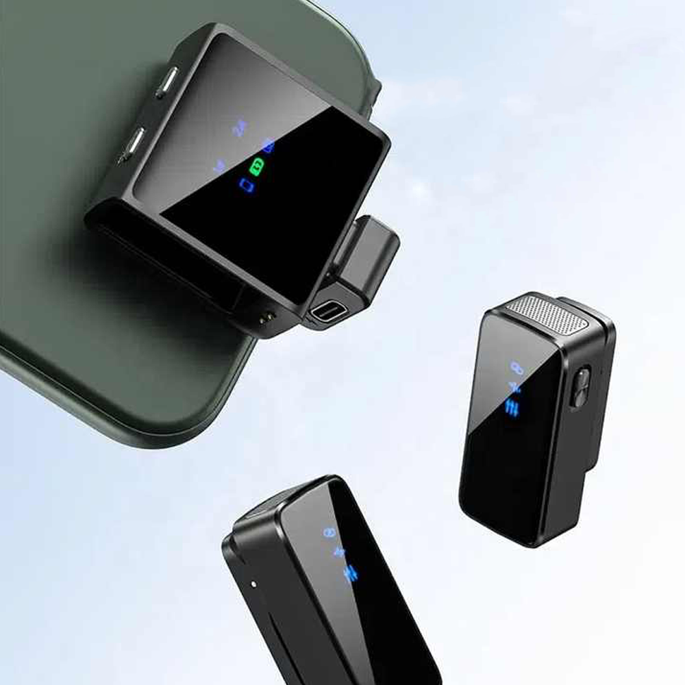 Микрофон петличный беспроводной Savetek M7 2в1 с двойным адаптером для телефонов Android и iPhone Черный - фото 10