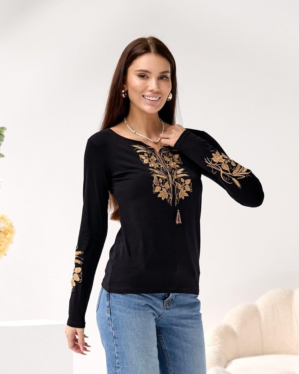Вышиванка женская Колосок Черный
