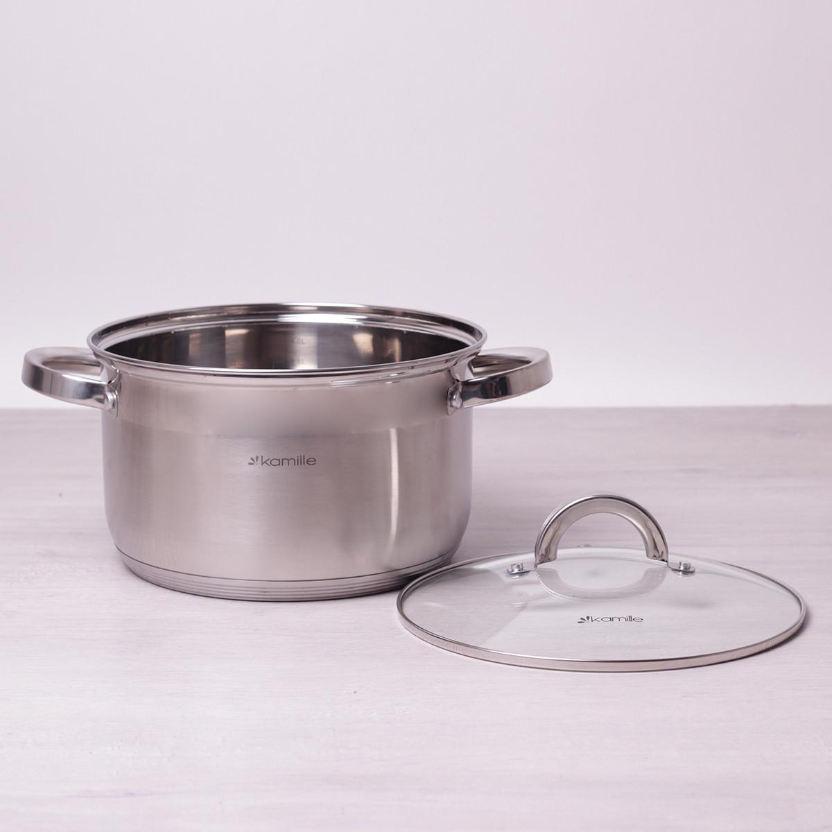 Каструля з кришкою Kamille з нержавіючої сталі 5,1 л (5622) - фото 4 Каструля з кришкою Kamille з нержавіючої сталі 5,1 л (5622) - фото 4