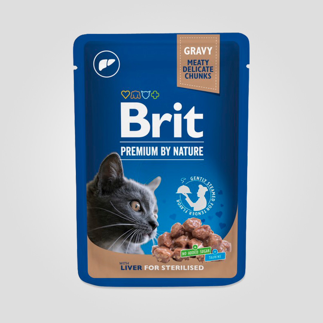 Корм влажный Brit Premium Cat pouch для стерилизованных кошек печень 100 г (20504653)