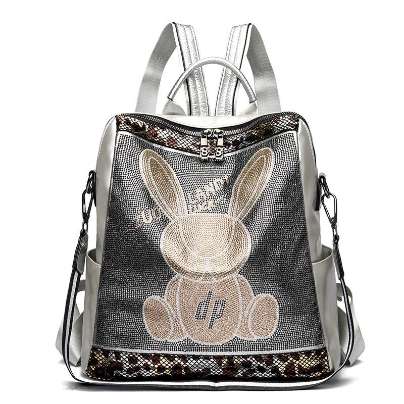 Женский рюкзак Vippo Rabbit со стразами Gray