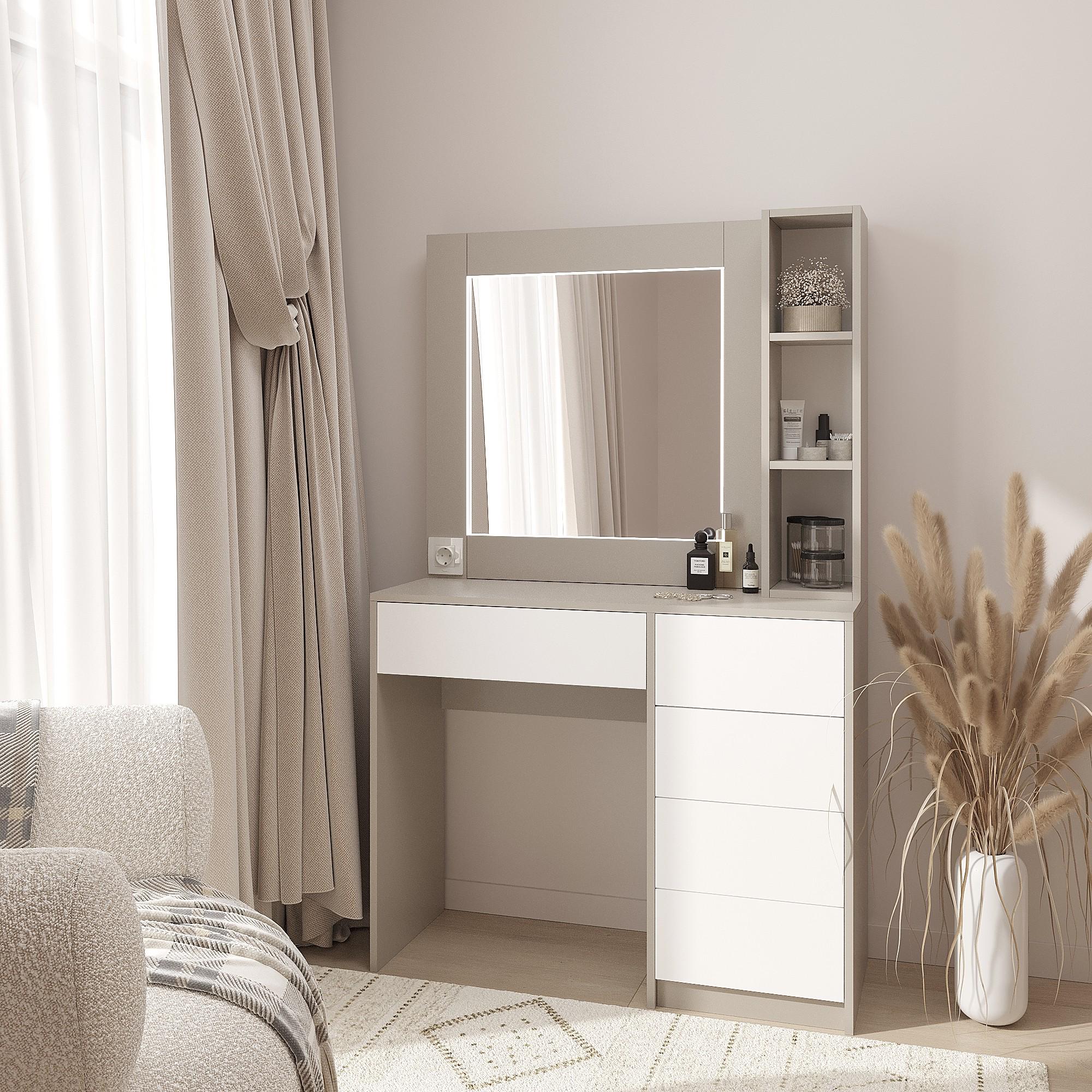 Туалетный столик с LED подсветкой ТЗ-LED 1600х1000х380 мм Кашемир/Белый (28555901) - фото 1