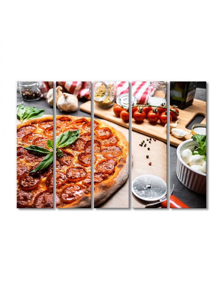 Картина модульная Пицца с колбасой 5 модулей 80x120 см Картина модульная Пицца с колбасой 5 модулей 80x120 см