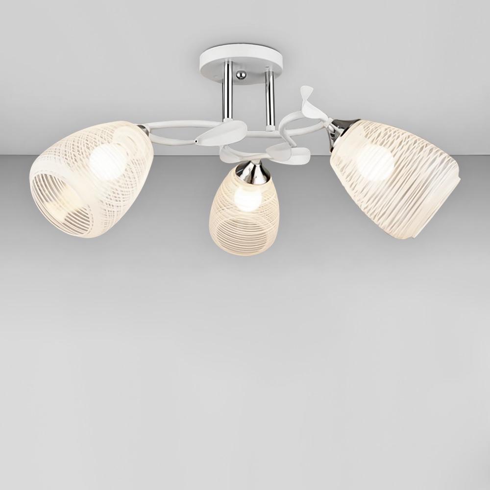 Люстра потолочная Light House SRS- 18951/3 в полоску Белый/Хром/Белый