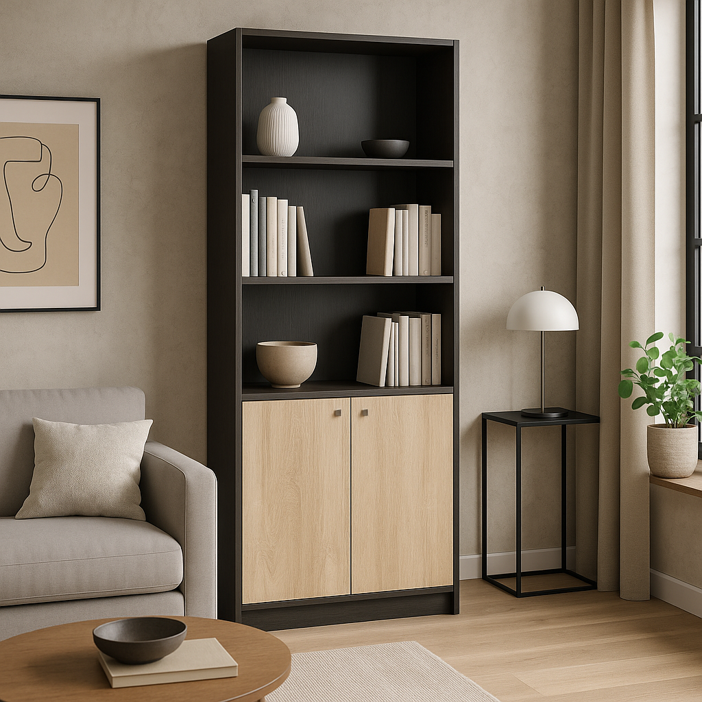 Стелаж Mebel Service Fantaziya 2Д 90х44х216 см Венге темний/Дуб самоа (31265754)