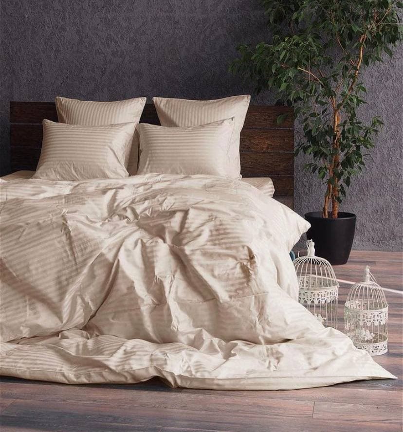 Комплект постельного белья XR Italy Quilt Cover set страйп-сатин 200х220 см Бежевый