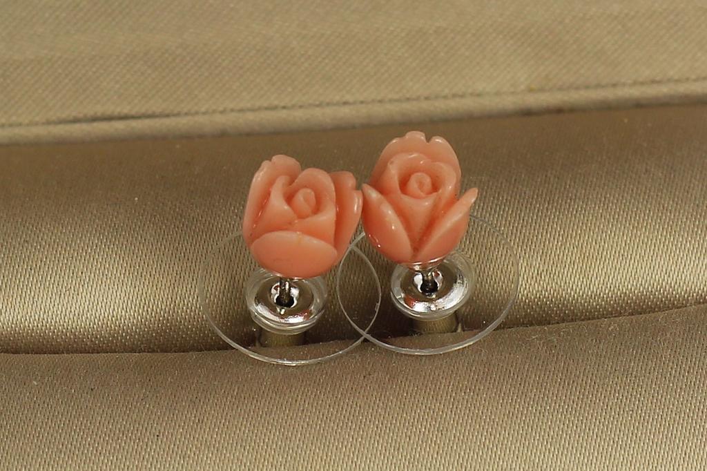 Серьги No Name гвоздики роза имитация коралла 7 мм Золотой (30853367)