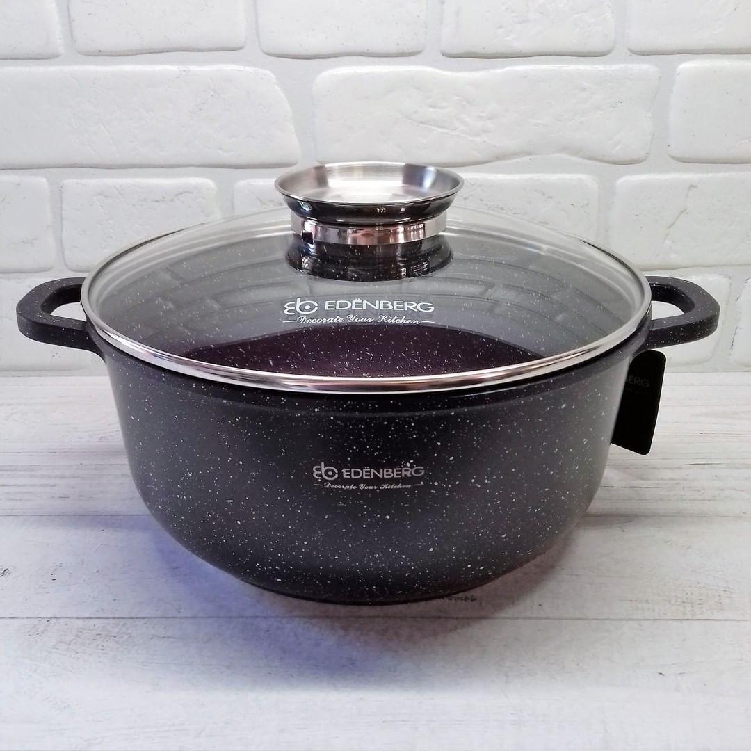 Кастрюля Edenberg с гранитным покрытием и крышкой круглая 2,8 л 20 см (EB-3956) - фото 1