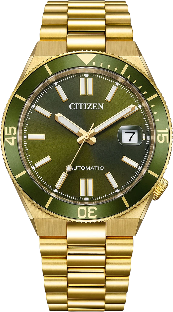 Наручний годинник чоловічий Citizen NJ0232-53X Tsuyosa механічний із сапфіровим склом/сталевим корпусом/зеленим циферблатом та водозахистом 100 м