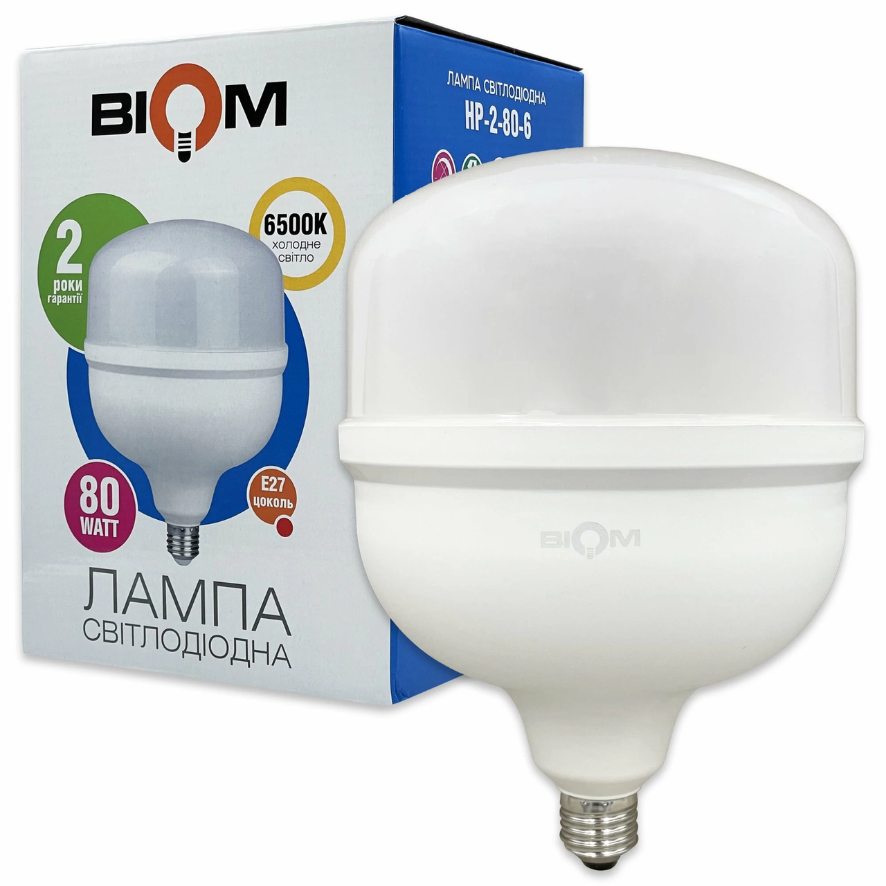 Светодиодная лампа Biom HP-2-80-6 80W T80 E27 6500K (2758718949)