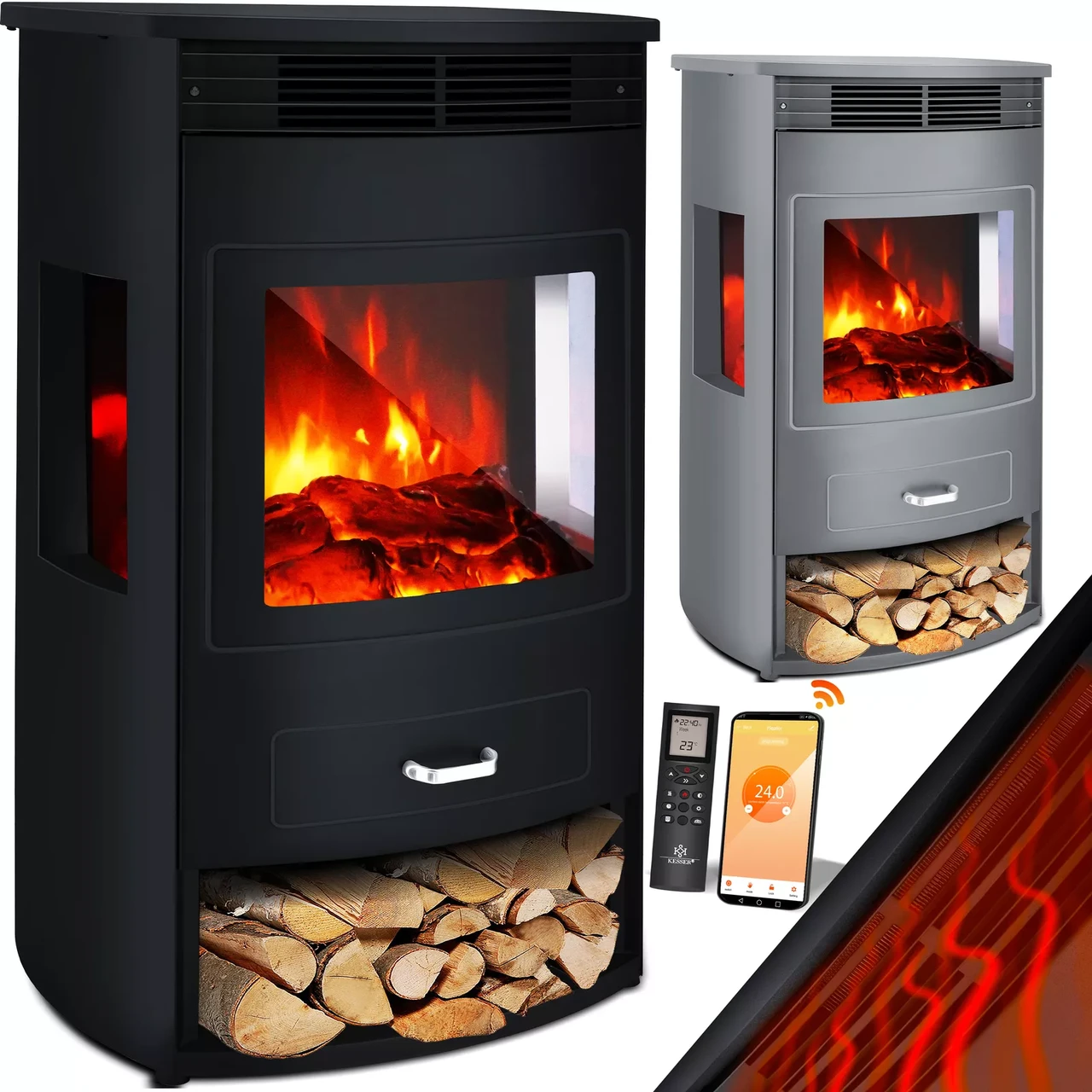 Камин электрический KESSER Panorama с таймером 1900 Вт - фото 9