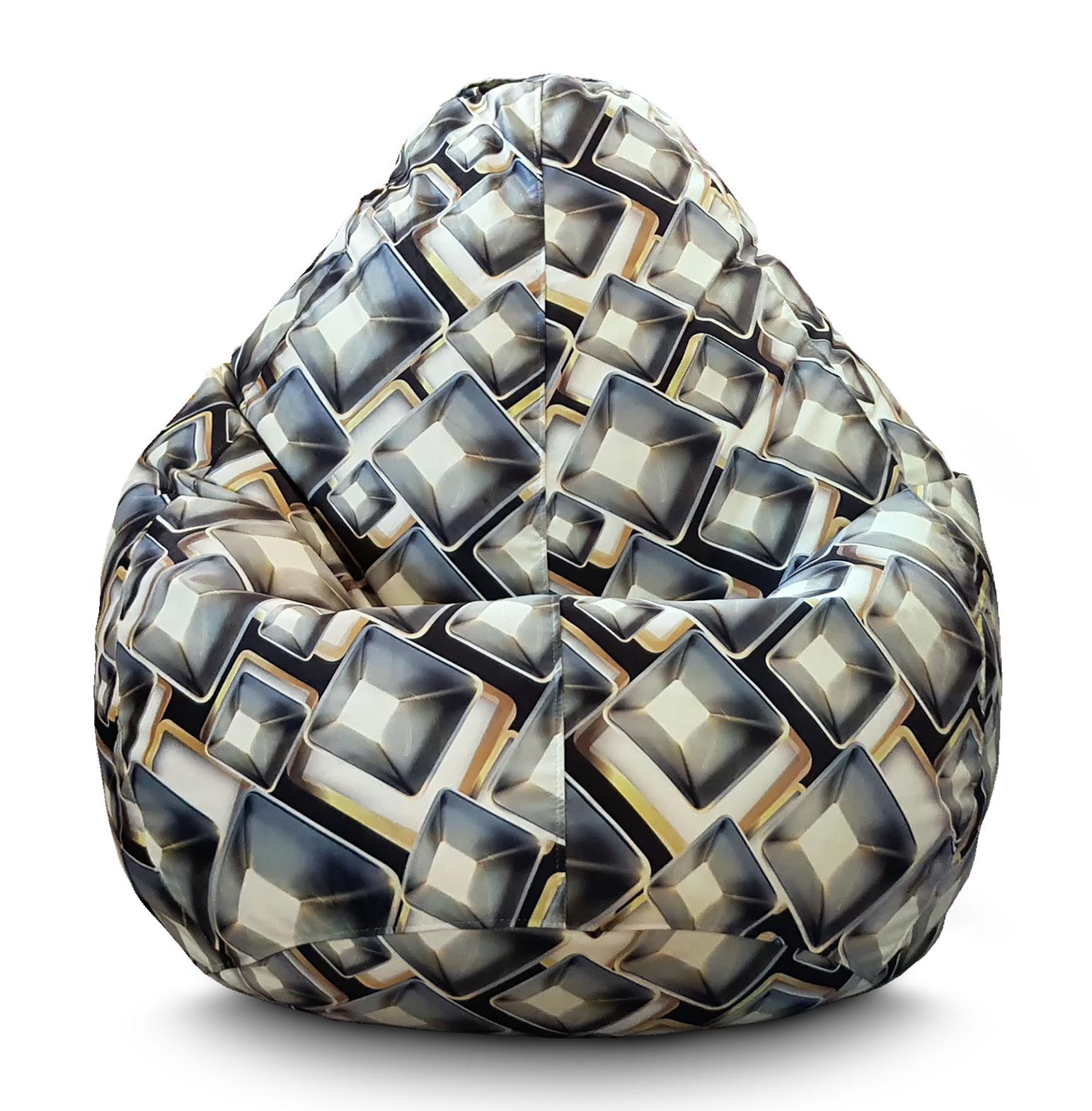 Кресло мешок iPuff Abstraction metal Флок XL 80x110 см