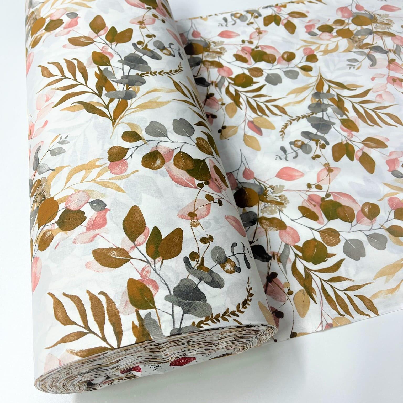 Ткань для постельного белья ранфорс осенние листья 240 см Белый (32614485)