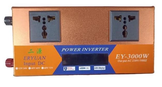 Перетворювач напруги Eryuan EY-3000W DC 12V/24V в AC 220V із захистом від перевантажень та LCD екраном Коричневий Перетворювач напруги Eryuan EY-3000W DC 12V/24V в AC 220V із захистом від перевантажень та LCD екраном Коричневий