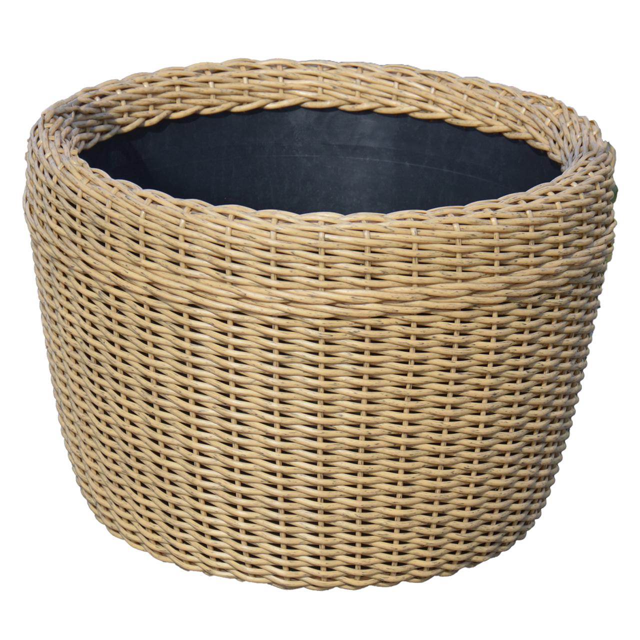 Кашпо велике для рослин та квітів з штучного ротангу/ручної роботи 60 л Дерево (12343667)