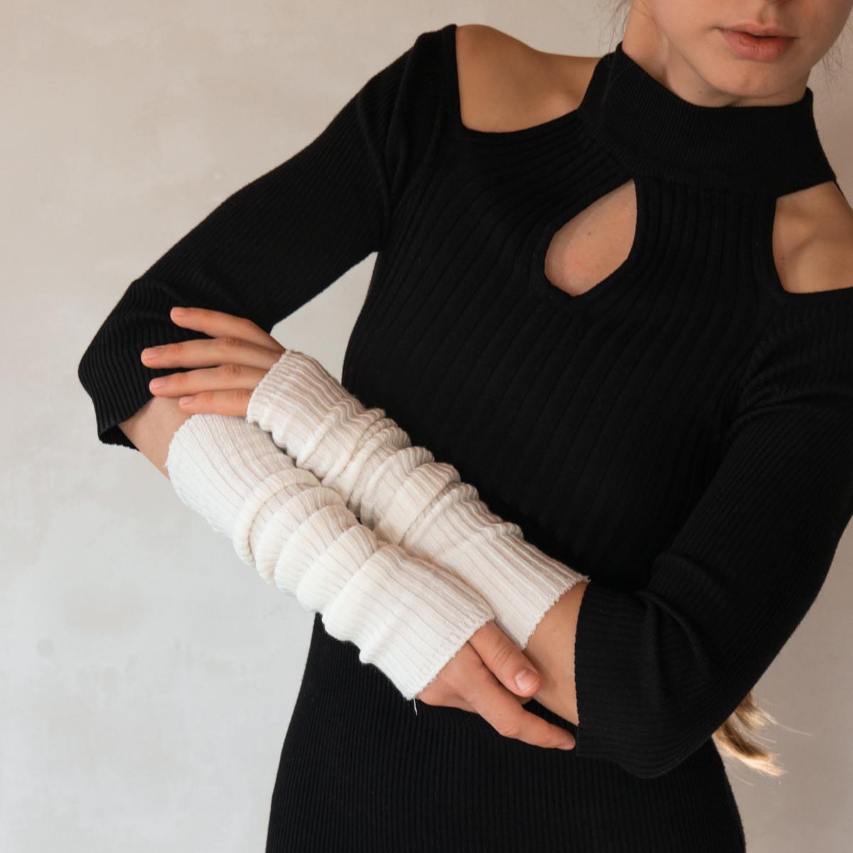 Митенки по локоть кашемировые XXS-XXXXL Теплый белый (61440) - фото 5